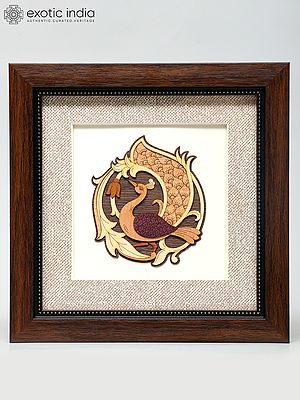 8" Wood Carved Peacock Frame | Wall Hanging | Home Decor