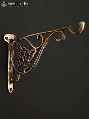 9" Brass Wall Hanging Butterfly Bracket | Home Decor