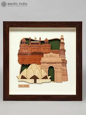 10" Delhi Monuments | Wall Hanging Wood Frame | Home Decor
