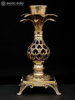 12" Brass Tree Design Candle Holder
