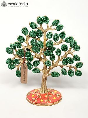 6" Small Brass Tree of Life with Inlay Work | Table Decor