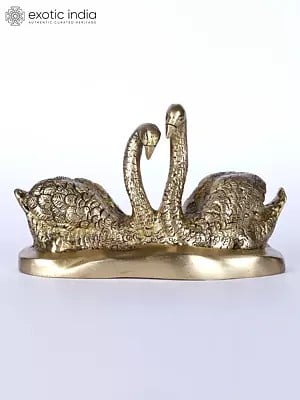 6" The Couple of Swans | Brass Statues | Table Decor