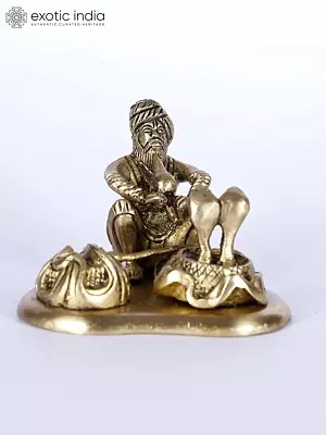 3" Small Indian Snake Charmer (Sapera) Brass Statue | Table Decor