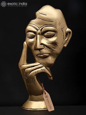12" Stylized Thinking Man | Brass Statue | Table Decor