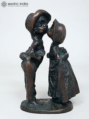 9" Cute Couple | Brass Statue | Table Decor