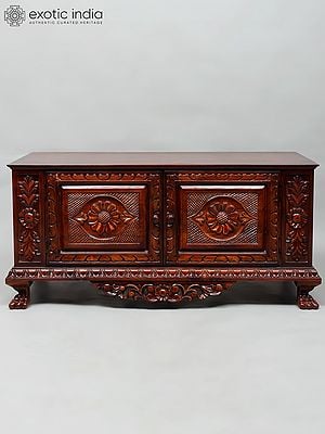 36" Wood Carved Sideboard Cabinet | Home and Living