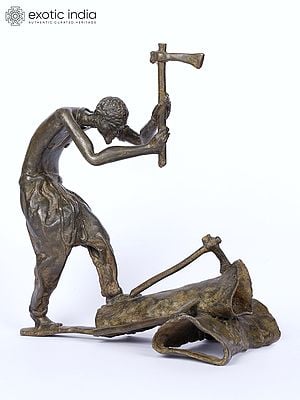 10" African Man Chopping Wood | Inspired by Renaissance Sculpture
