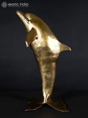 18" Standing Dolphin Statue in Brass | Table Decor