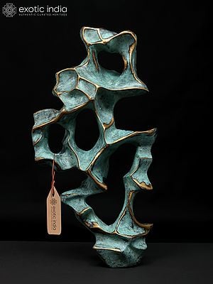 16" Frozen Flow - Abstract Modern Art | Table Decor | Brass Sculpture with Bronze Finish