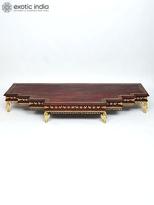 64" Large Size Designer Wood Chowki with Brass Work