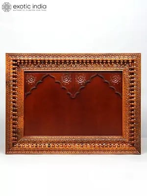 48" Large Wood Carved Temple Design Frame | Wall Hanging