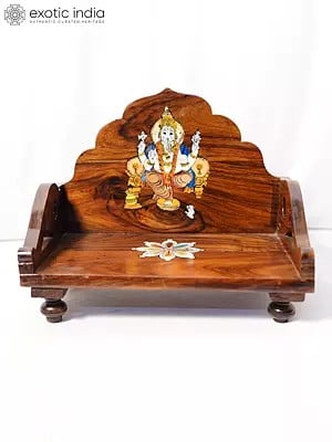 12" Mandasana With Ganesha Design For Home | Handmade Rosewood Home Decor Item