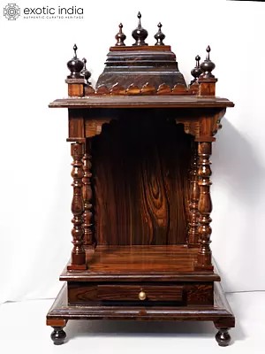 34" Traditional Wood Temple For Home | Handmade Rosewood Home Decor Item