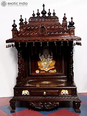 56" Designer Temple With Attractive Pillar And Top | Handmade Rosewood Home Decor Item