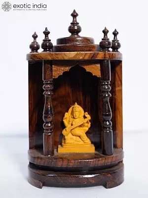 8" Wood Puja Temple For Home | Handmade Rosewood Home Decor Item