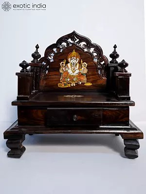 17" Deity Throne / Mandasana In Wood | Handmade Rosewood Home Decor Item