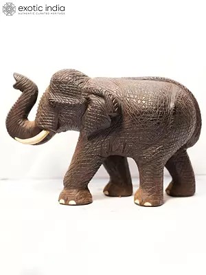 14" Decorative Elephant Statue For Home | Handmade Rosewood Figurine