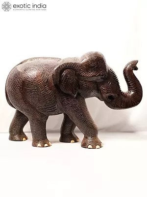 15" Elephant Statue With Up The Trunk | Handmade Rosewood Figurine