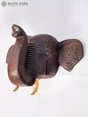 12" Elephant Head For Wall Hanging | Handmade Rosewood Figurine