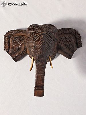 7" Wall Hanging Head Of Elephant | Handmade Rosewood Figurine
