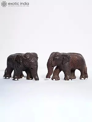 5" Small Wood Elephant - Set Of 2 | Handmade Rosewood Figurine