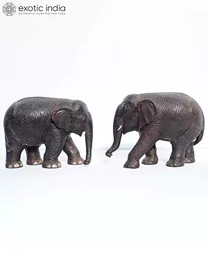 8" Beautiful Pair Of Elephant For Home | Handmade Rosewood Figurine