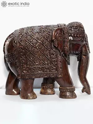 19" Handmade Royal Elephant Statue With Attractive Carved | Handmade Rosewood Figurine