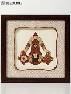 Tirupati Balaji (Venkateshvara) with Vaishnava Symbols | Wood Carved Frame | Wall Hanging