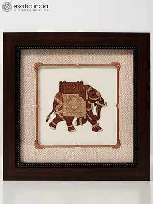 Royal Elephant | Wood Carved Frame | Wall Hanging