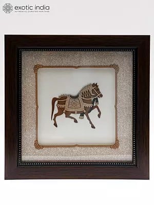 Running Horse | Wood Carved Frame | Wall Hanging