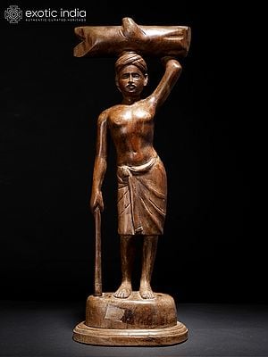 21" Woodcutter | Wood Carved Statue