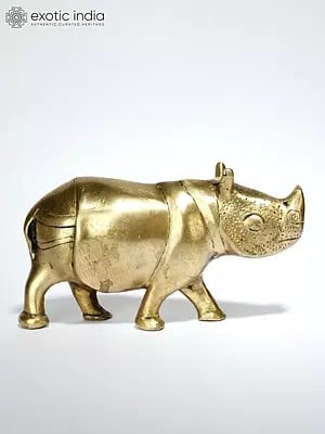 6" Brass Rhinoceros Figurine | Table Decor