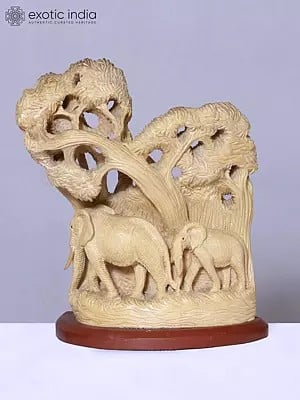 11" African Elephant Forest Wooden Sculpture | Handmae | Home Décor Figurine