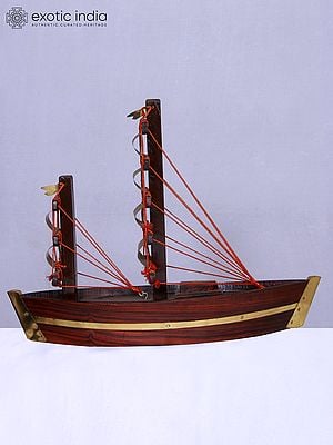 18" Boat Rosewood Sculpture | Handmade | Home Décor Figurine