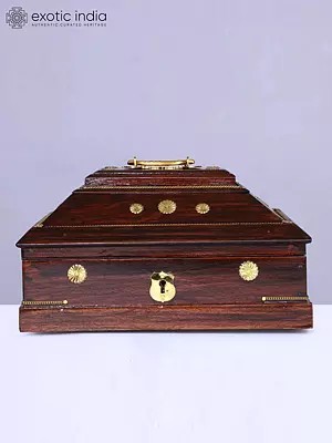 11" Wooden Jewel Box From Kerala | Handmade | Decorative Item