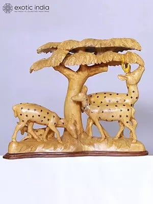 16" Deer Family Wooden Sculpture | Handmade | Home Décor Figurine