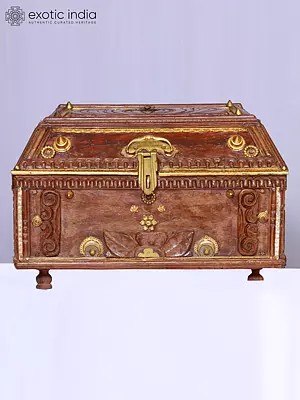 16" Wooden Jewel Decorative Box | Wooden Sculpture | Decorative Item