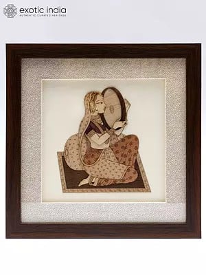 Indian Woman with Dafali | Wooden Art Work | Wall Hanging