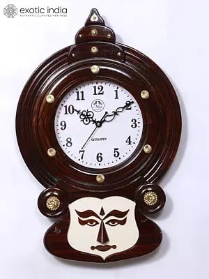 22" Wooden Kathak Kali Face Clock | Wall Décor | Decorative Showpiece