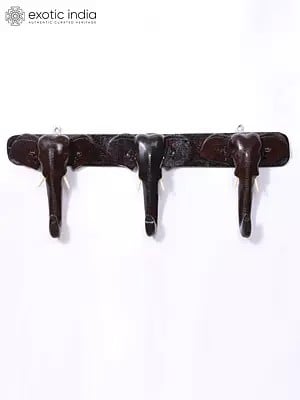 22" Elephant Head Wooden Coat Hanger | Wall Hanging | Decorative Item