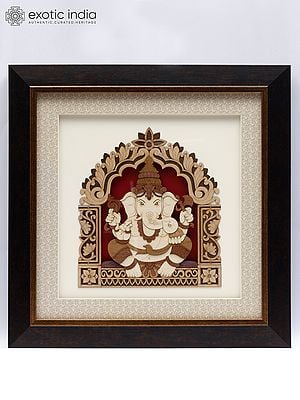 Bhagawan Ganapati | Wood Carved Frame | Wall Hanging