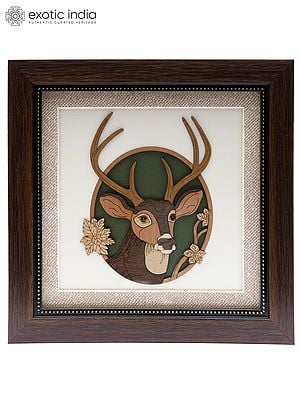 Deer Wood Carved Frame | Wall Hanging