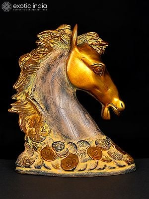 6" Feng Shui Horse on Bed of Golden Coins | Table Decor for Living Room