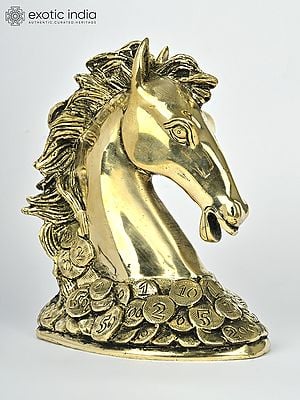 6" Feng Shui Horse on Bed of Golden Coins | Table Decor for Living Room