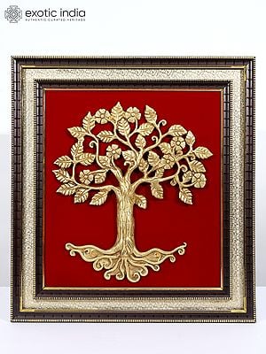 19" Tree of Life | Wood Framed Brass Sculpture | Wall Hanging