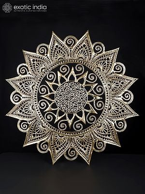 39" Large Wall Hanging Mandala Art in Brass