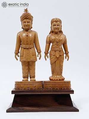 13" Raja - Rani | Wood Carved Statue