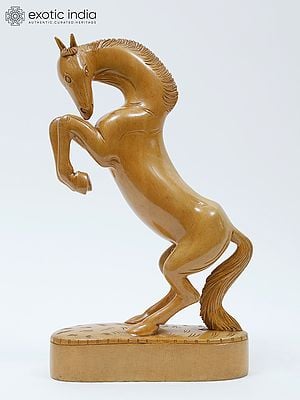 12" Galloping Horse | Wood Carved Statue | Table Decor