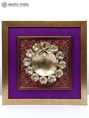 17" Wood Framed Designer Brass Urli | Wall Hanging