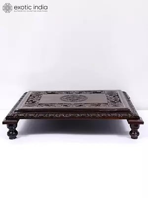 24" Rectangular Shaped Designer Chowki/Pedestal in Wood